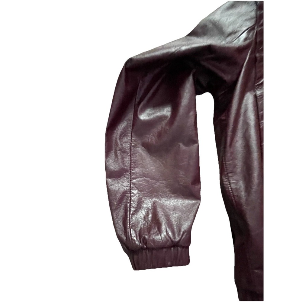 Vintage Verducci Women's Oxblood Leather‎ Moto Bomber Jacket Shearling Quilted - Picture 13 of 14